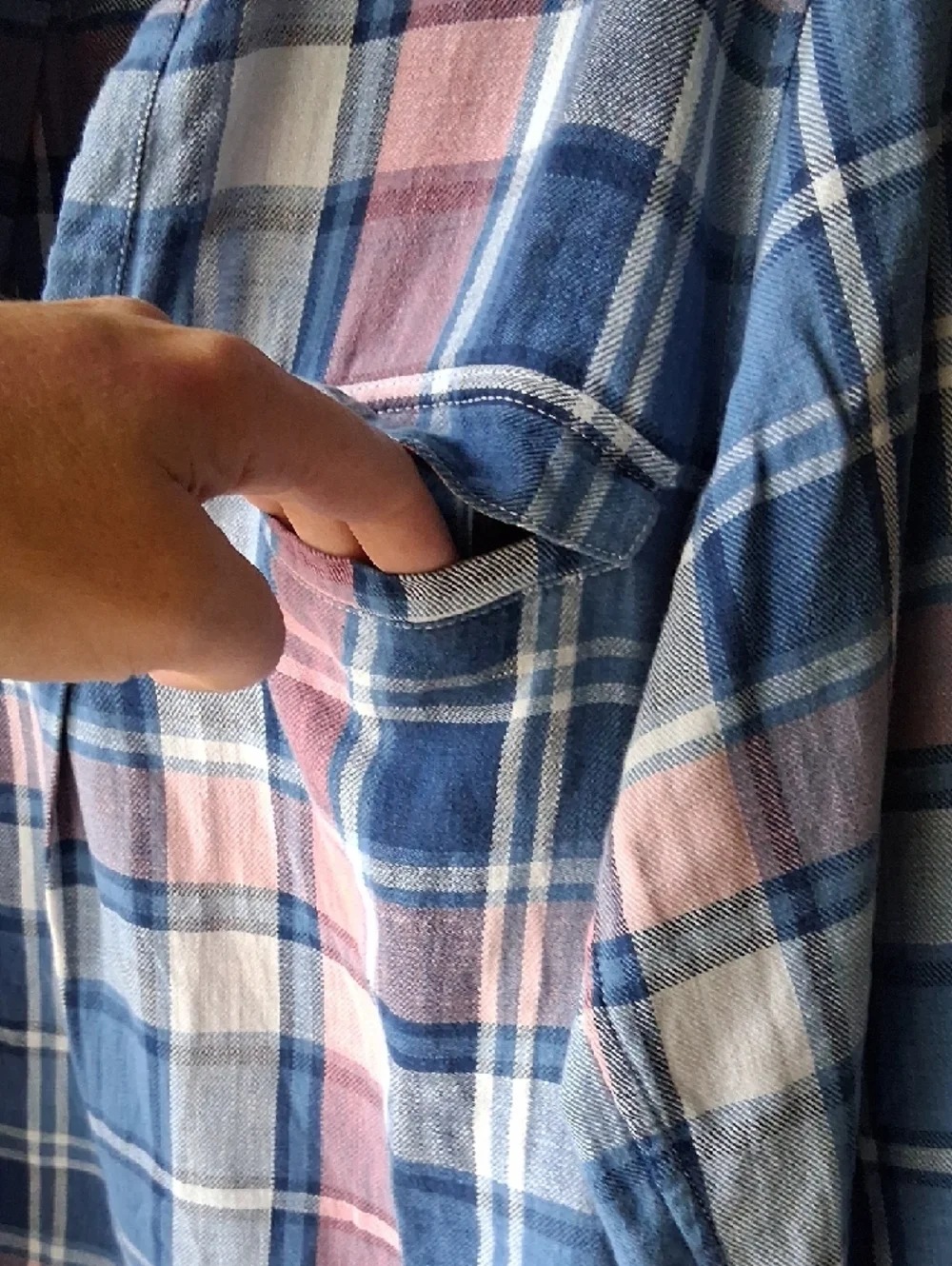 GAP Blue, Pink & White Plaid Womens Casual Boyfriend Blouse - Picture 2 of 7
